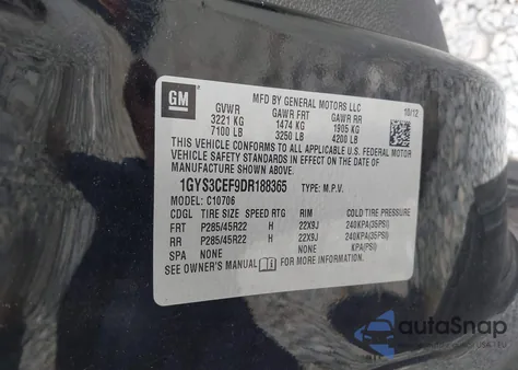 2013 Cadillac Escalade Premium z USA, uszkodzony, nr VIN 1GYS3CEF9DR188365